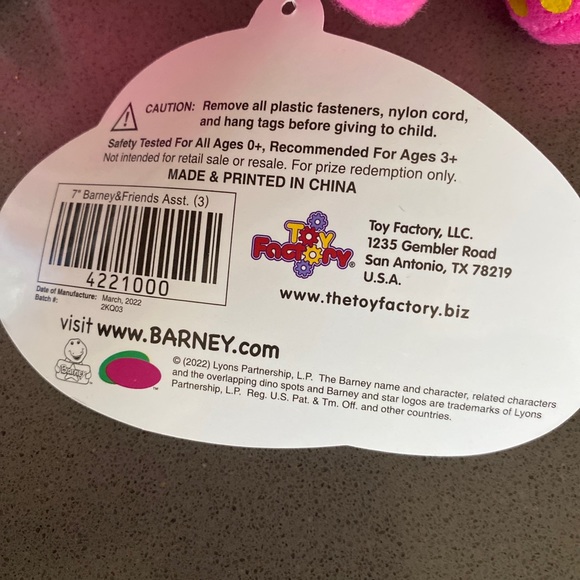 Barney & Friends [BARNEY THE DINOSAUR] 7" Plush Toy Stuffed Animal / BRAND NEW - Picture 11 of 11